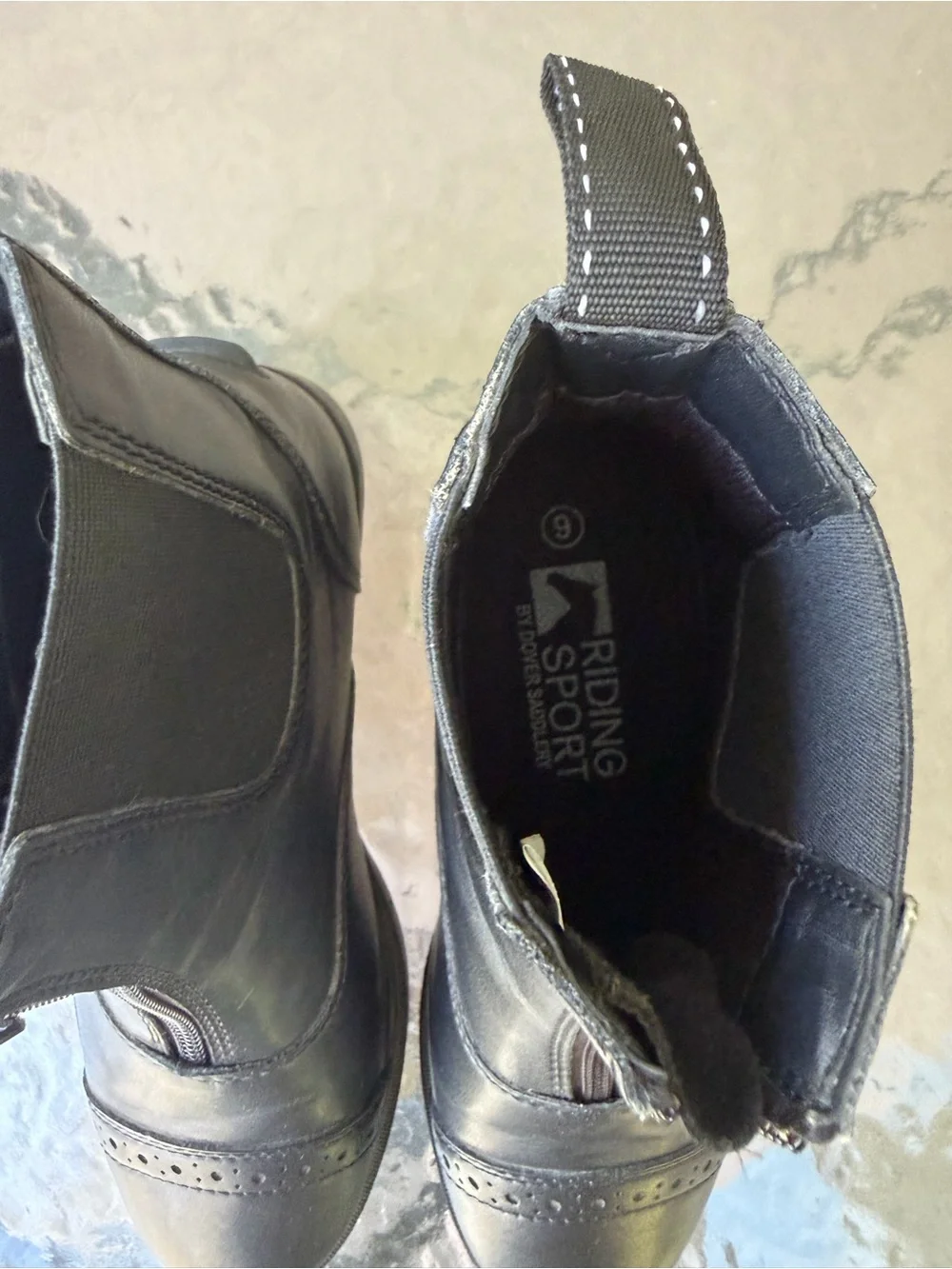 RIDING Sport BY DOVER SADDLERY Black Zipped Front leather Boots SIZE 6 Preowned